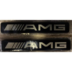 Эмблема "AMG" черный фон белые буквы (комплект 2 шт)